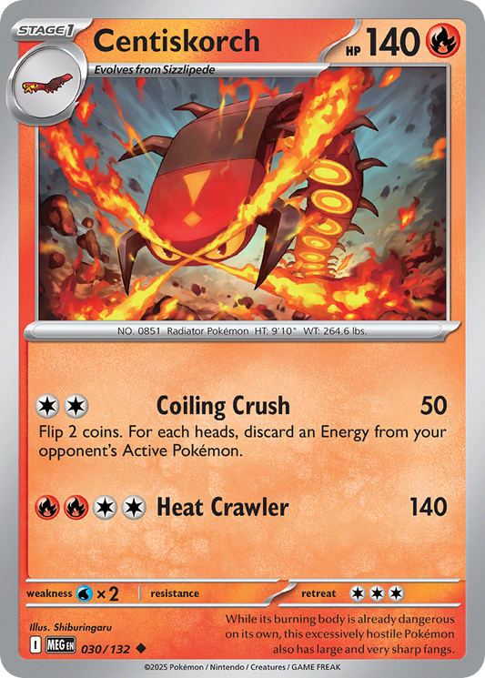 Centiskorch - 30/132 - Reverse Holofoil - NM - Uncommon - Mega Evolution