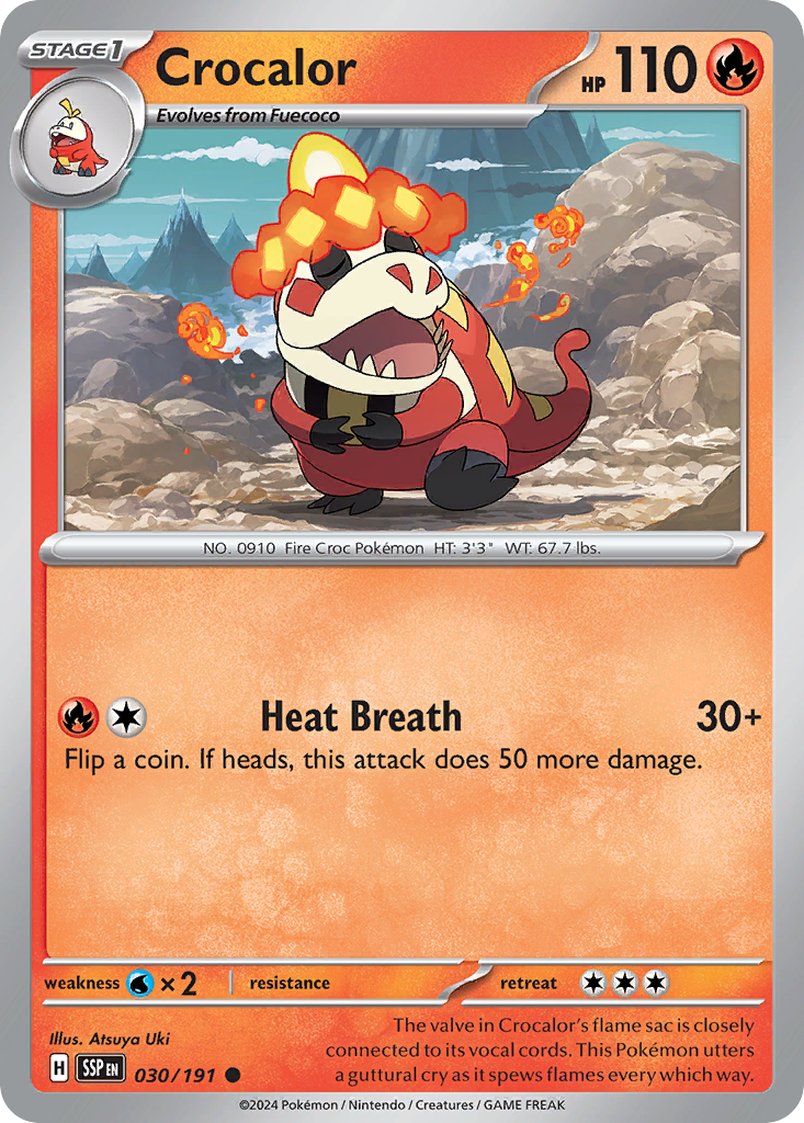 Crocalor - 30/191 - Reverse Holofoil - NM - Common - Surging Sparks
