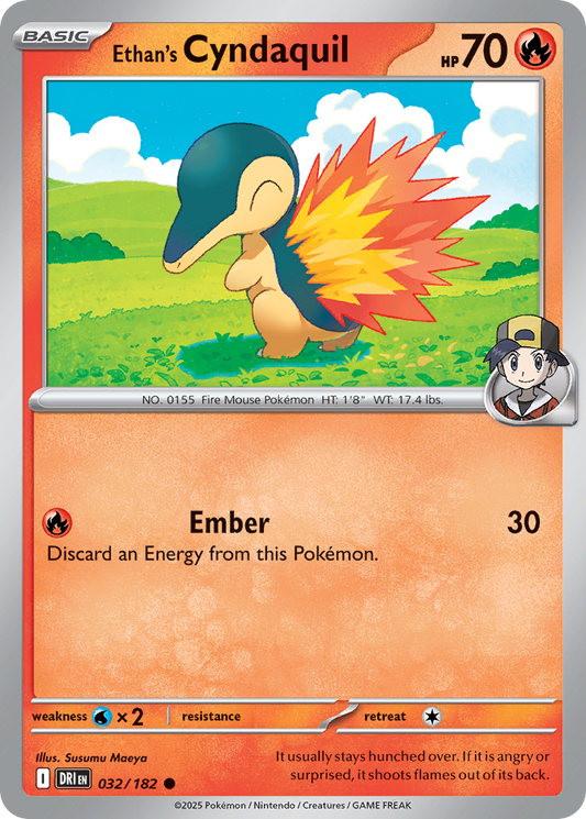 Ethan's Cyndaquil - 32/182 - Reverse Holofoil - NM - Common - Destined Rivals