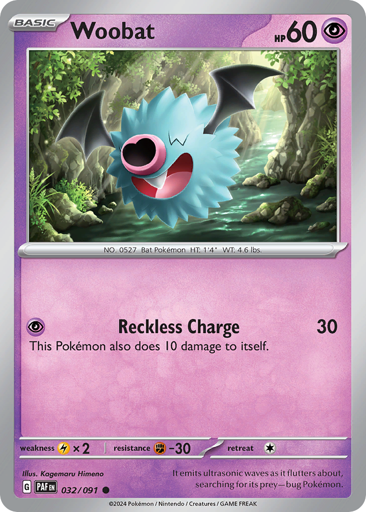 Woobat - 32/91 - Reverse Holofoil - NM - Common - Paldean Fates