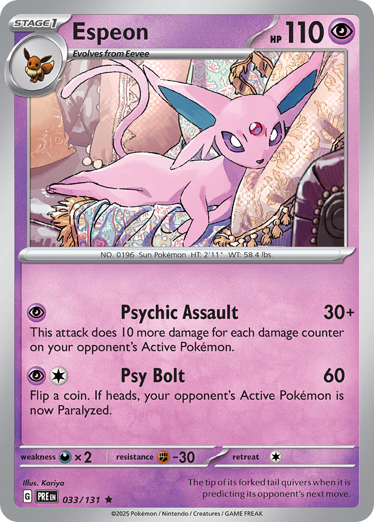 Espeon - 33/131 - Reverse Holofoil - NM - Rare - Prismatic Evolutions