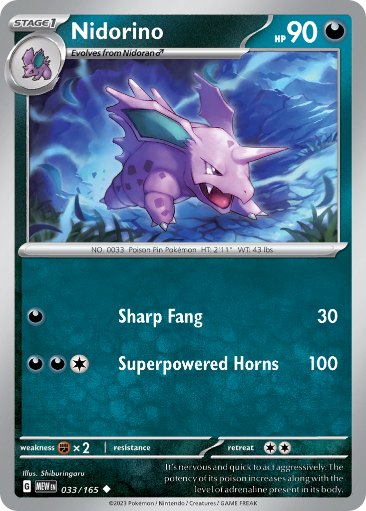 Nidorino - 33/165 - Normal - NM - Uncommon - 151