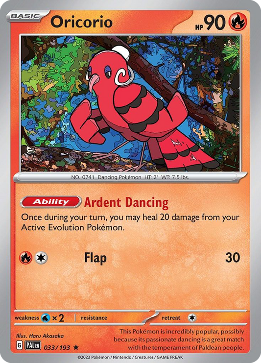 Oricorio - 33/193 - Reverse Holofoil - NM - Rare - Paldea Evolved