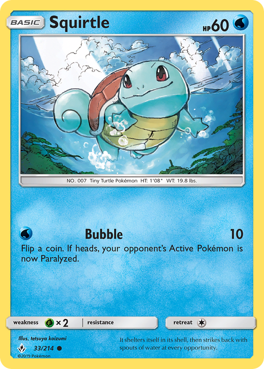 Squirtle - 33/214 - Normal - NM - Common - Unbroken Bonds