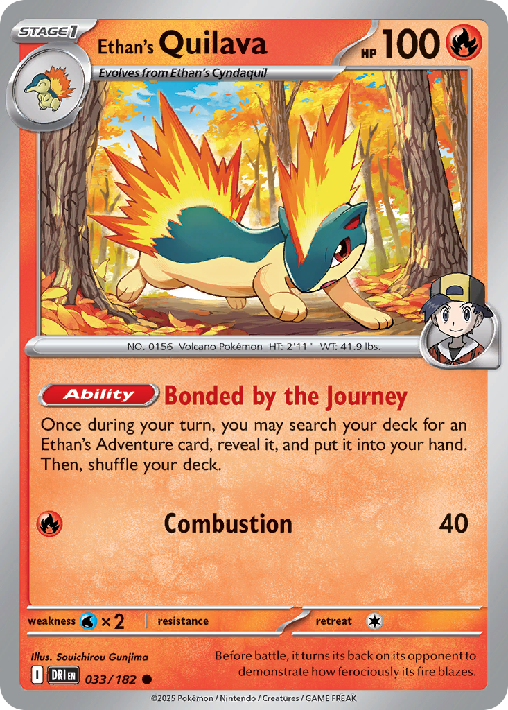 Ethan's Quilava - 33/182 - Reverse Holofoil - NM - Common - Destined Rivals