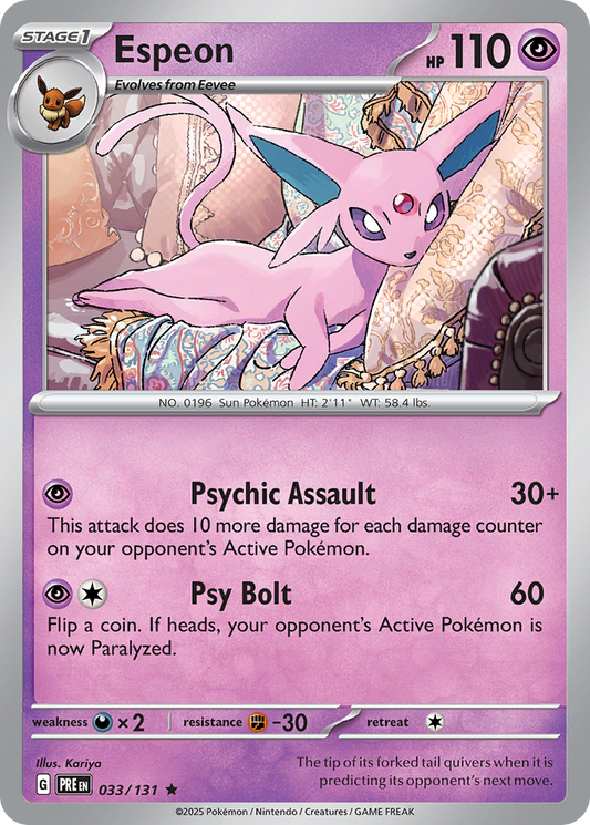 Espeon - 33/131 - Holofoil - NM - Rare - Prismatic Evolutions
