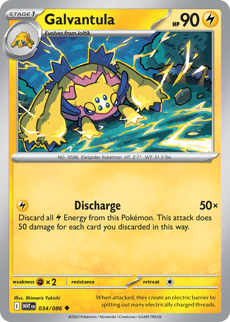 Galvantula - 34/86 - Reverse Holofoil - NM - Uncommon - White Flare