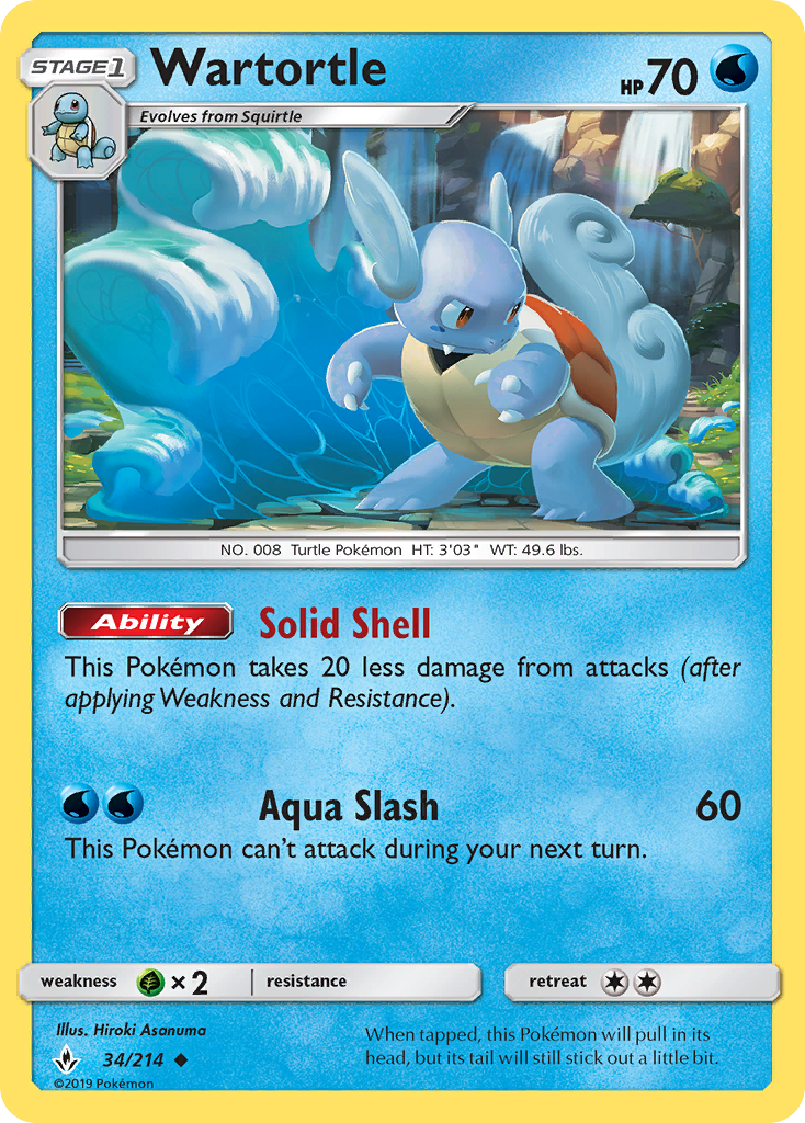 Wartortle - 34/214 - Normal - NM - Uncommon - Unbroken Bonds