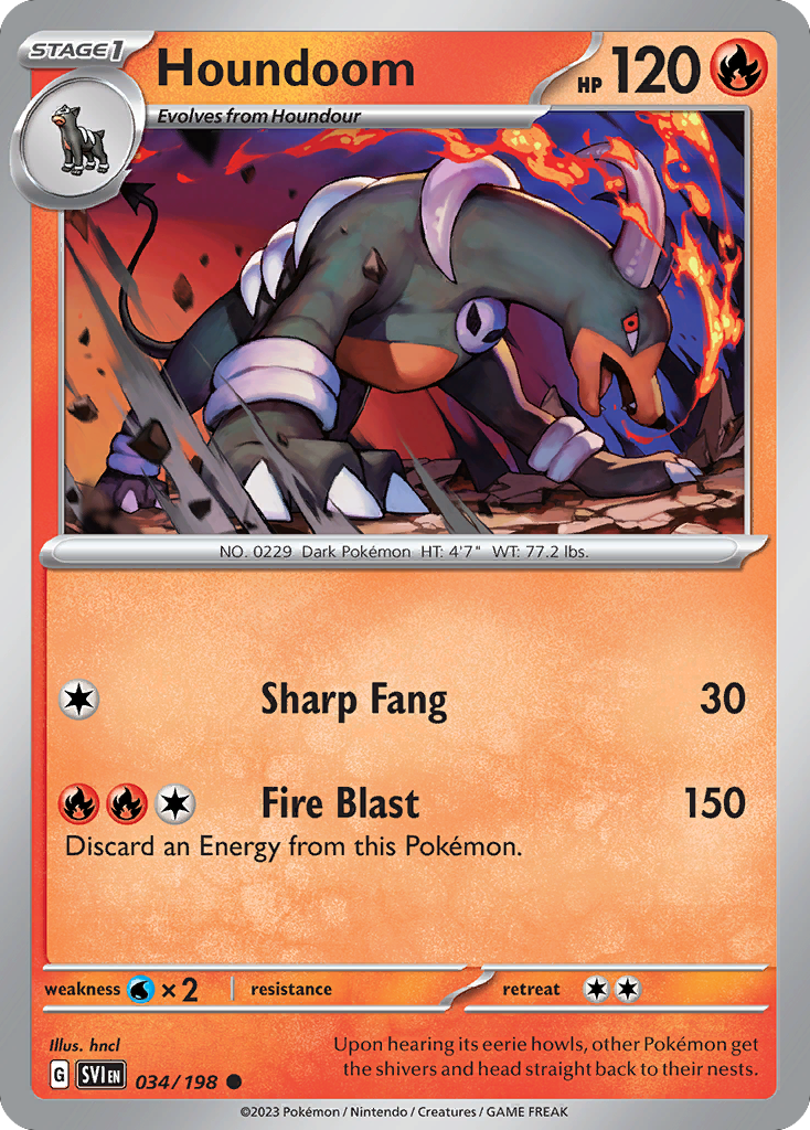Houndoom - 34/198 - Normal - NM - Common - Scarlet & Violet