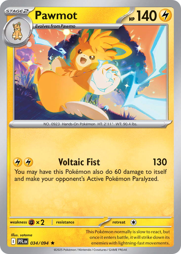 Pawmot - 34/94 - Reverse Holofoil - NM - Rare - Phantasmal Flames