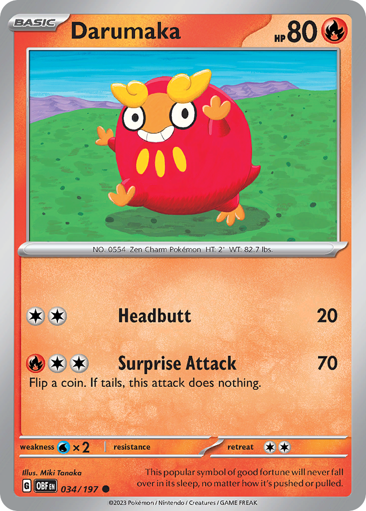 Darumaka - 34/197 - Normal - NM - Common - Obsidian Flames