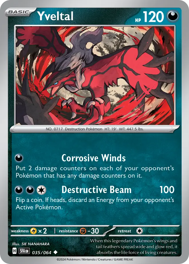 Yveltal - 35/64 - Reverse Holofoil - NM - Uncommon - Shrouded Fable