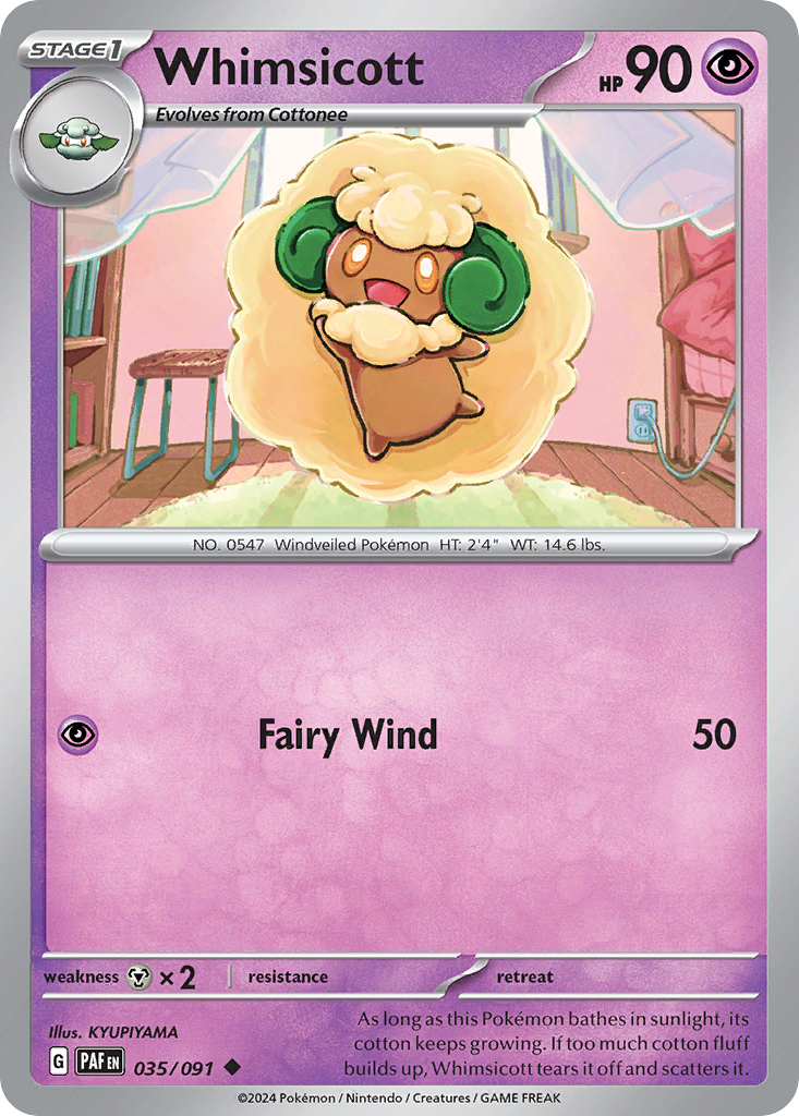 Whimsicott - 35/91 - Normal - NM - Uncommon - Paldean Fates