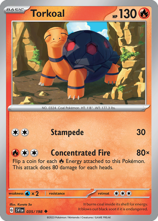 Torkoal - 35/198 - Reverse Holofoil - NM - Uncommon - Scarlet & Violet