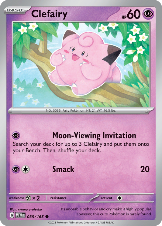 Clefairy - 35/165 - Reverse Holofoil - NM - Common - 151