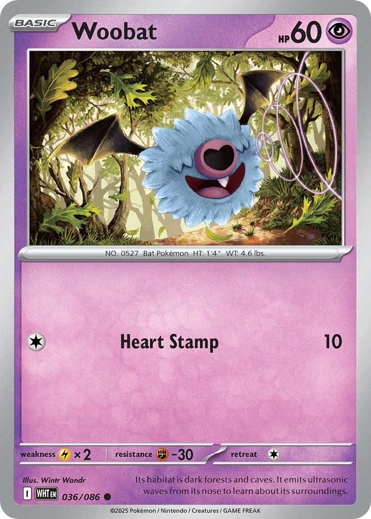 Woobat - 36/86 - Normal - NM - Common - White Flare