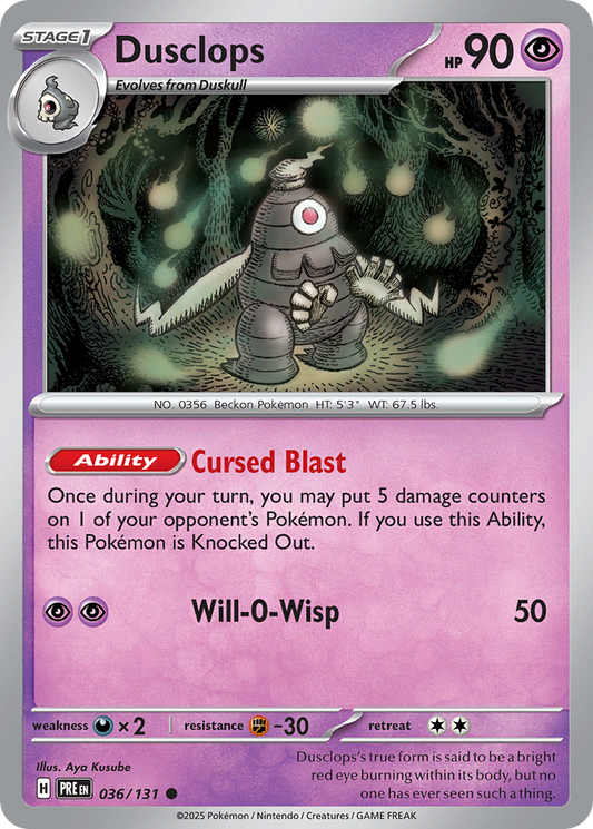 Dusclops - 36/131 - Reverse Holofoil - NM - Common - Prismatic Evolutions
