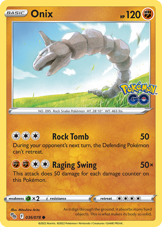 Onix - 36/78 - Normal - NM - Common - Pokémon GO