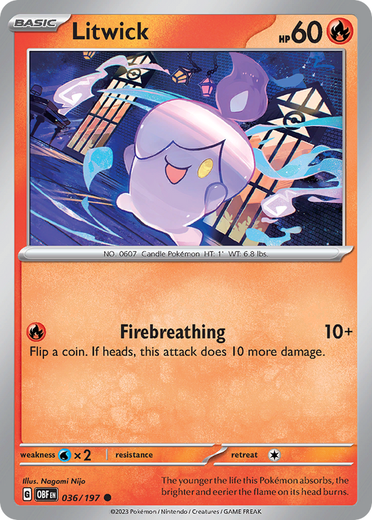 Litwick - 36/197 - Reverse Holofoil - NM - Common - Obsidian Flames