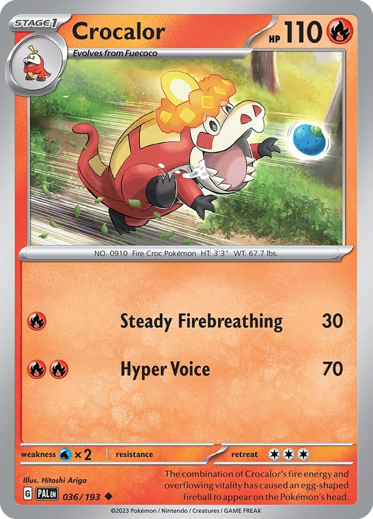 Crocalor - 36/193 - Reverse Holofoil - NM - Uncommon - Paldea Evolved