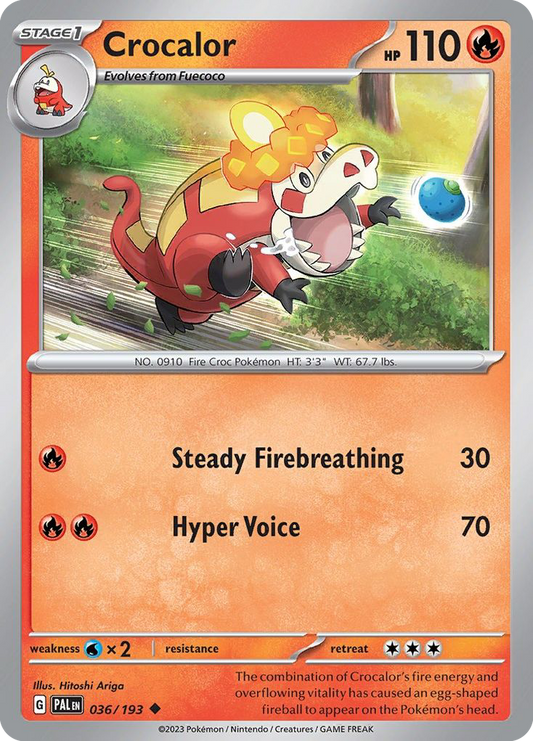 Crocalor - 36/193 - Reverse Holofoil - NM - Uncommon - Paldea Evolved