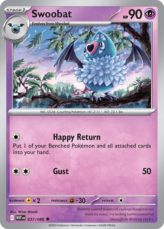 Swoobat - 37/86 - Reverse Holofoil - NM - Uncommon - White Flare