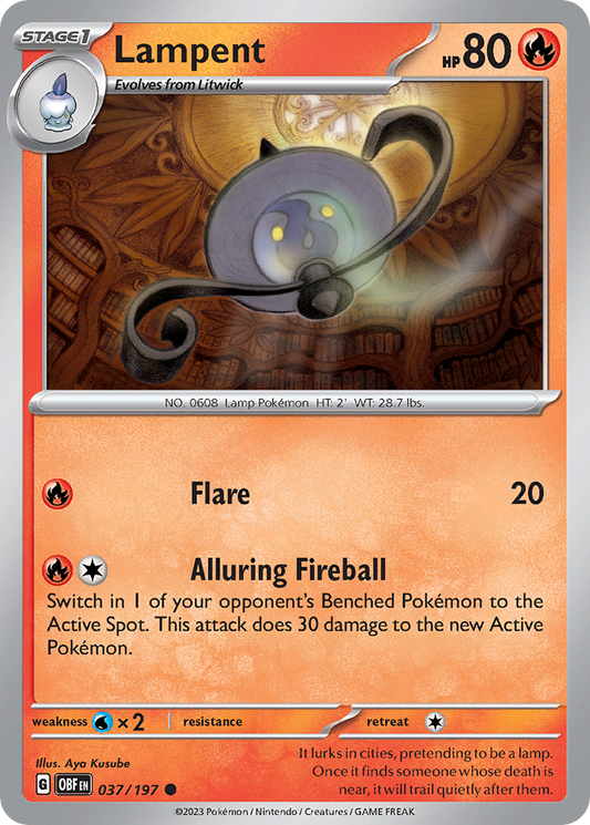 Lampent - 37/197 - Reverse Holofoil - NM - Common - Obsidian Flames