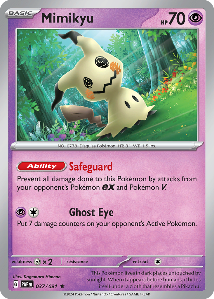 Mimikyu - 37/91 - Holofoil - NM - Rare - Paldean Fates