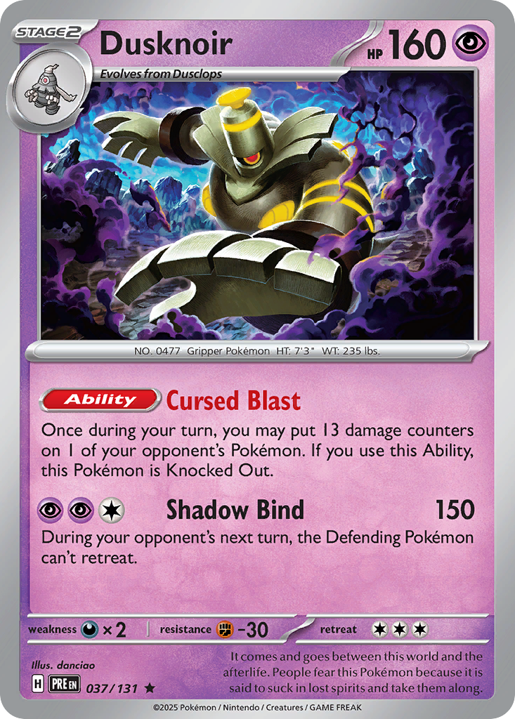 Dusknoir - 37/131 - Reverse Holofoil - NM - Rare - Prismatic Evolutions