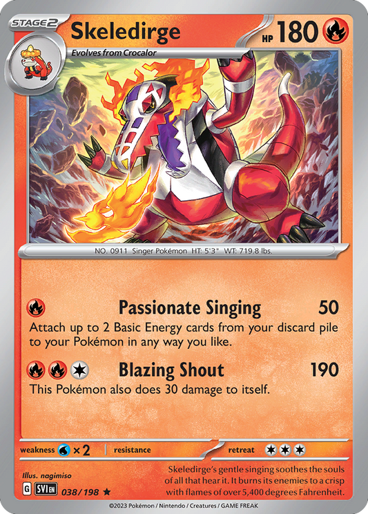 Skeledirge - 38/198 - Reverse Holofoil - NM - Rare - Scarlet & Violet
