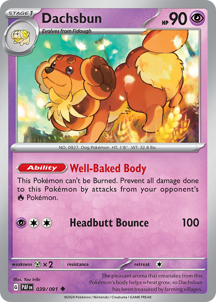 Dachsbun - 39/91 - Reverse Holofoil - NM - Uncommon - Paldean Fates