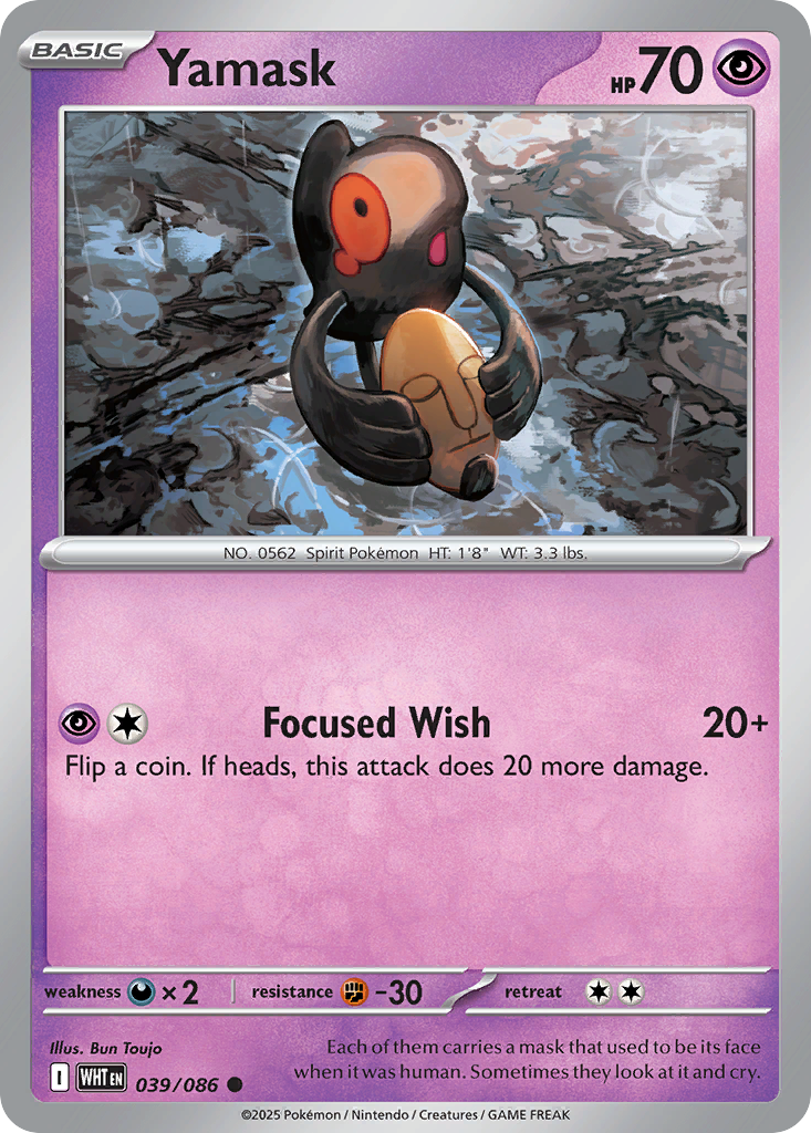 Yamask - 39/86 - Reverse Holofoil - NM - Common - White Flare