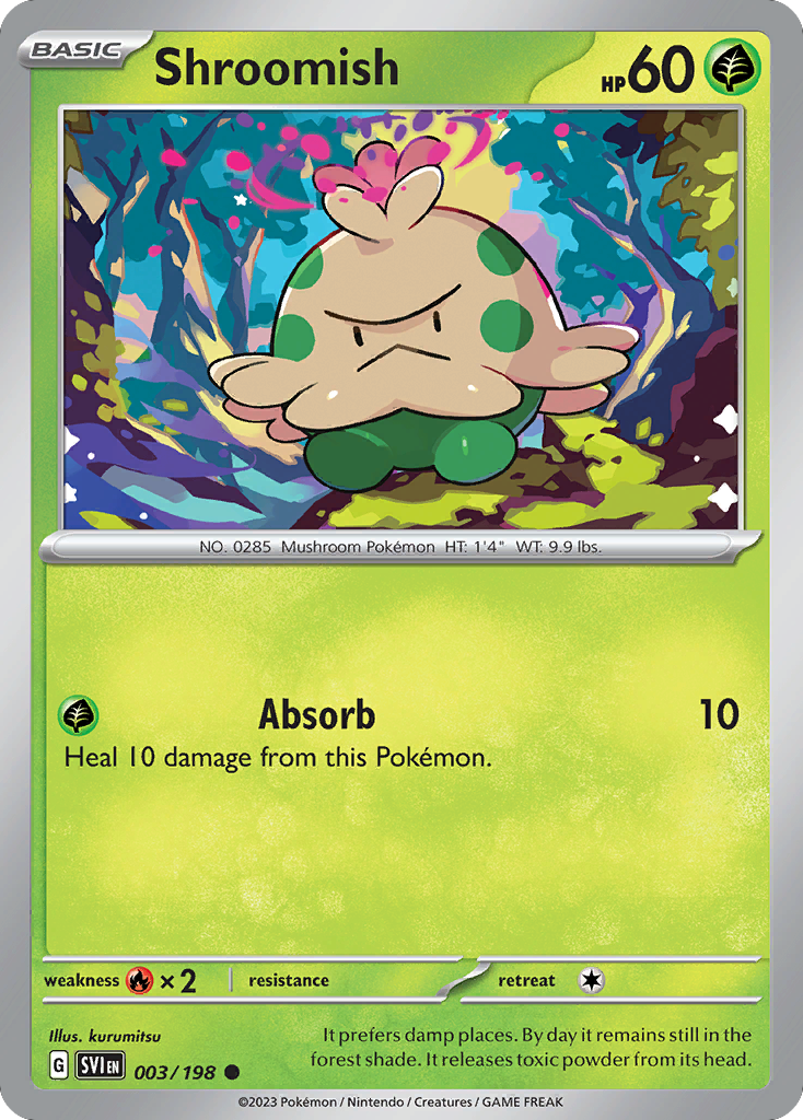 Shroomish - 3/198 - Reverse Holofoil - NM - Common - Scarlet & Violet