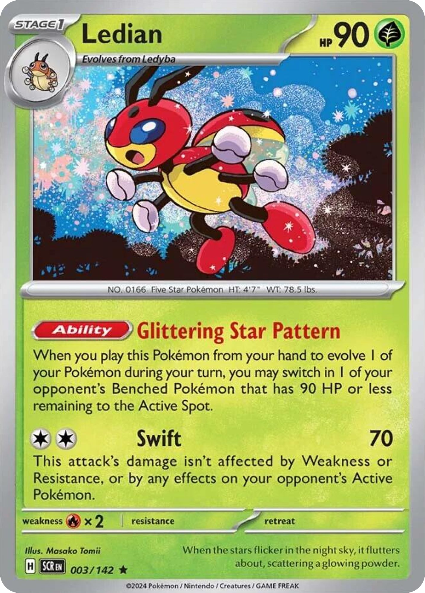 Ledian - 3/142 - Holofoil - NM - Rare - Stellar Crown
