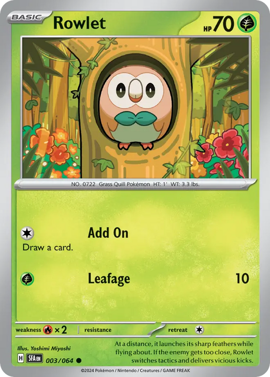 Rowlet - 3/64 - Reverse Holofoil - NM - Common - Shrouded Fable