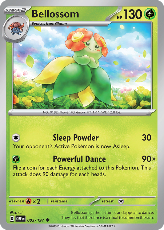 Bellossom - 3/197 - Reverse Holofoil - NM - Uncommon - Obsidian Flames