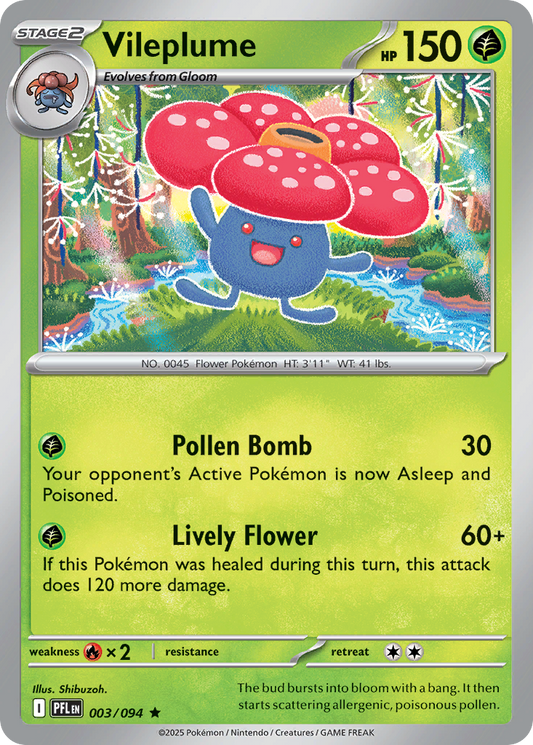 Vileplume - 3/94 - Reverse Holofoil - NM - Rare - Phantasmal Flames