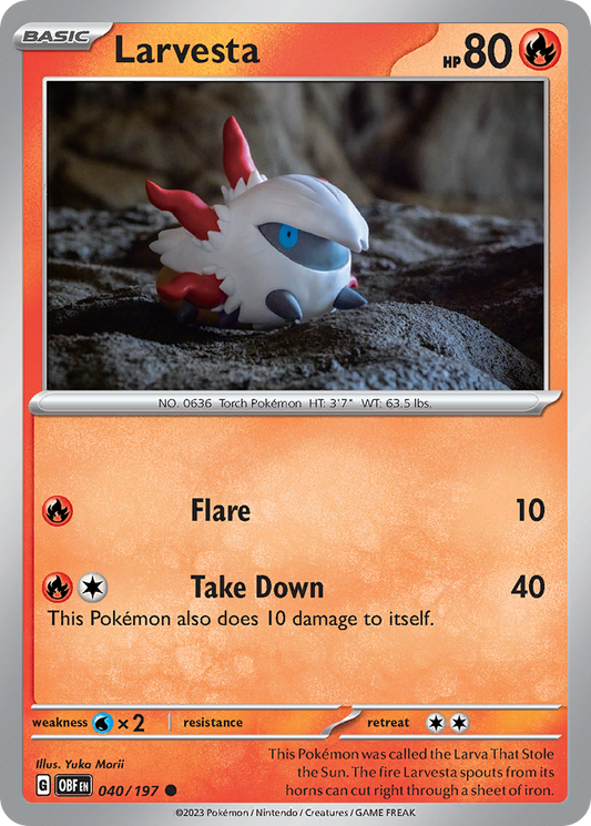 Larvesta - 40/197 - Reverse Holofoil - NM - Common - Obsidian Flames