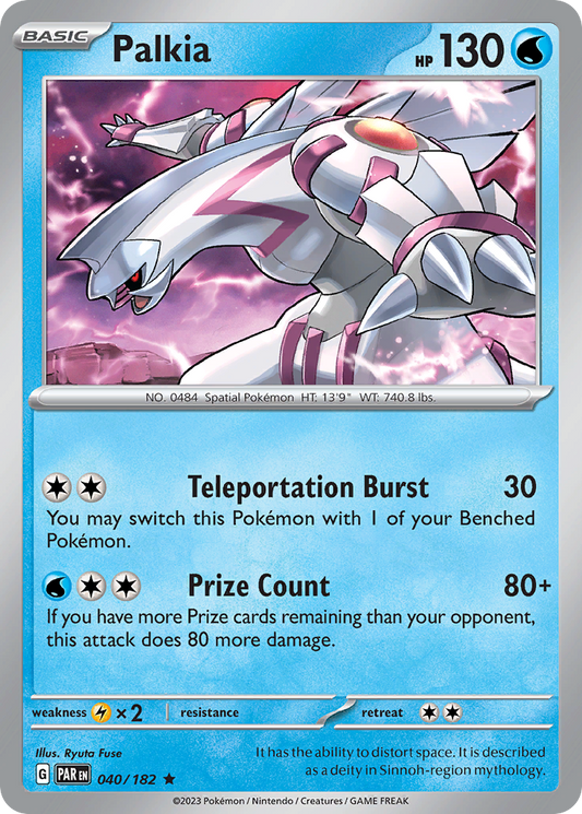 Palkia - 40/182 - Holofoil - NM - Rare - Paradox Rift