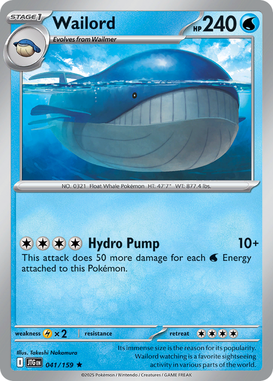 Wailord - 41/159 - Holofoil - NM - Rare - Journey Together