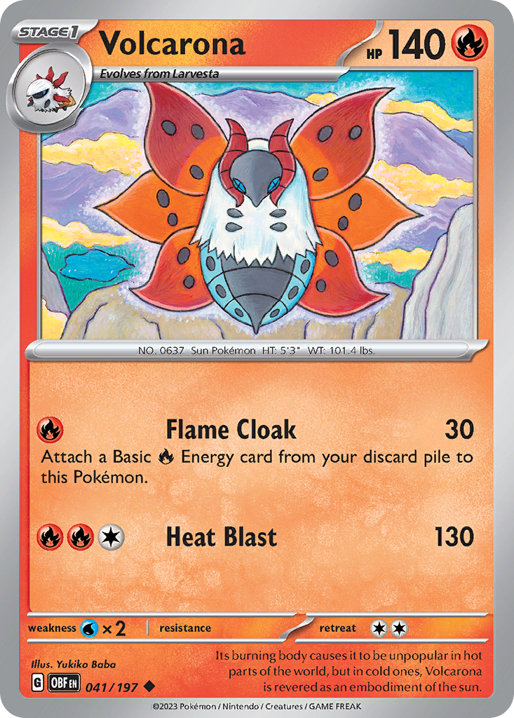 Volcarona - 41/197 - Normal - NM - Uncommon - Obsidian Flames