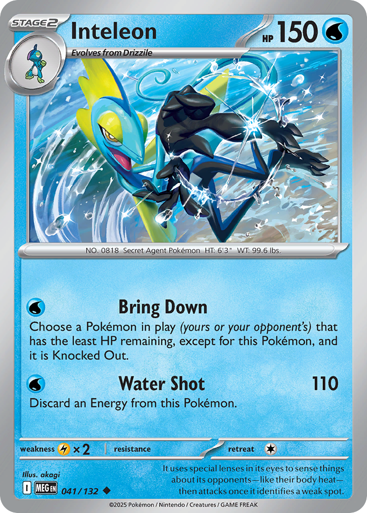Inteleon - 41/132 - Reverse Holofoil - NM - Uncommon - Mega Evolution