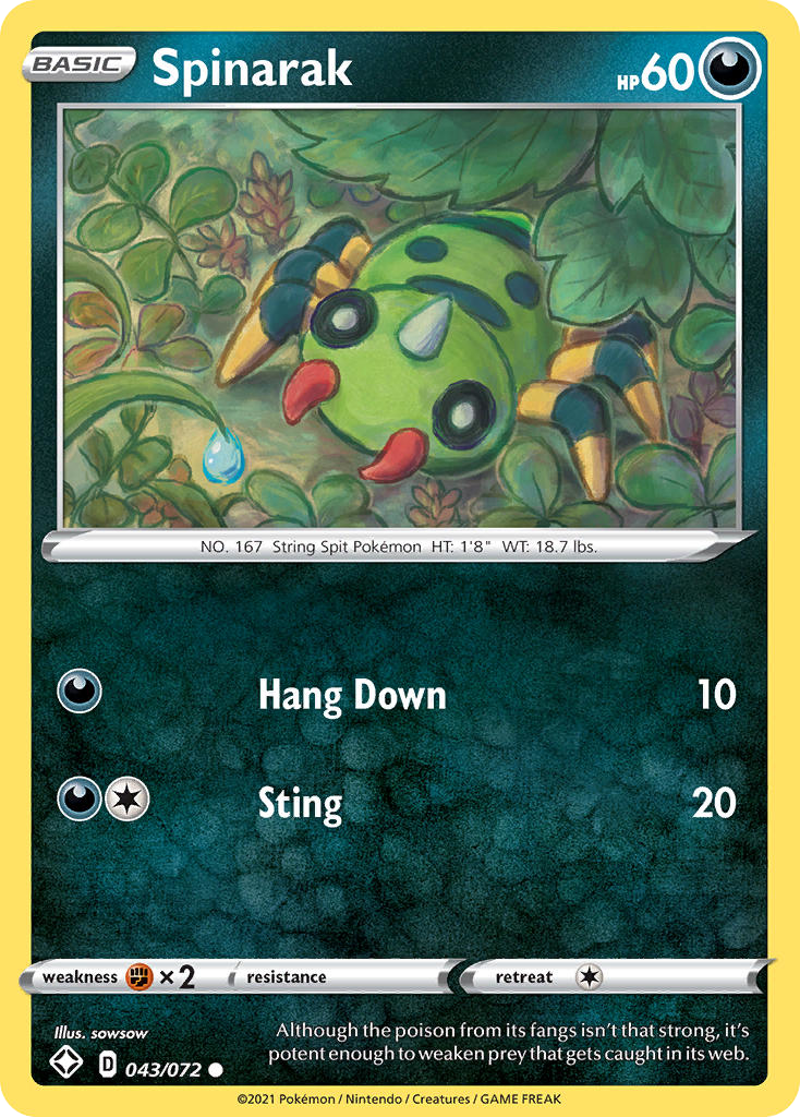 Spinarak - 43/72 - Normal - NM - Common - Shining Fates