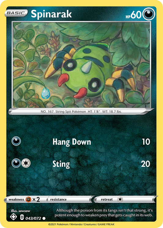 Spinarak - 43/72 - Normal - NM - Common - Shining Fates