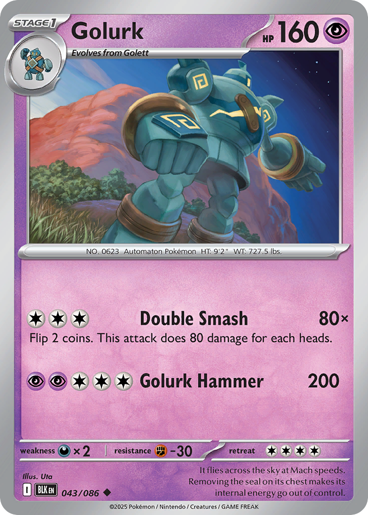 Golurk - 43/86 - Reverse Holofoil - NM - Uncommon - Black Bolt