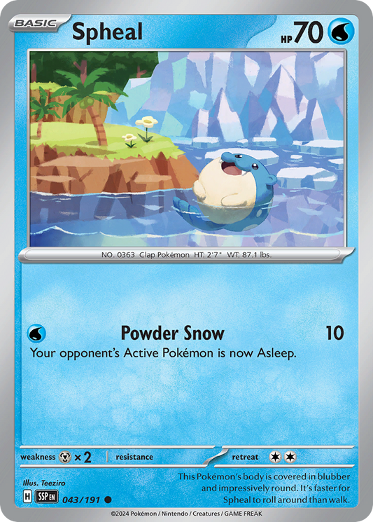 Spheal - 43/191 - Reverse Holofoil - NM - Common - Surging Sparks
