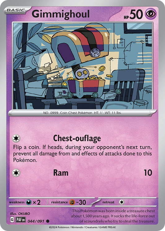 Gimmighoul - 44/91 - Reverse Holofoil - NM - Common - Paldean Fates