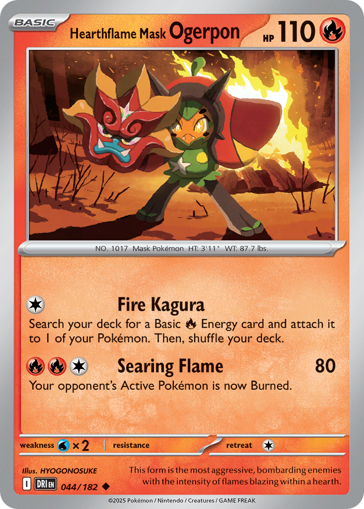 Hearthflame Mask Ogerpon - 44/182 - Normal - NM - Uncommon - Destined Rivals