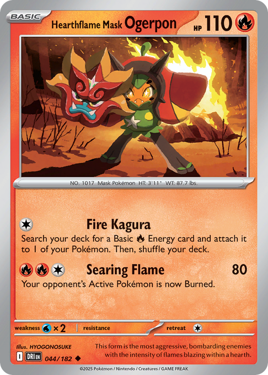 Hearthflame Mask Ogerpon - 44/182 - Normal - NM - Uncommon - Destined Rivals