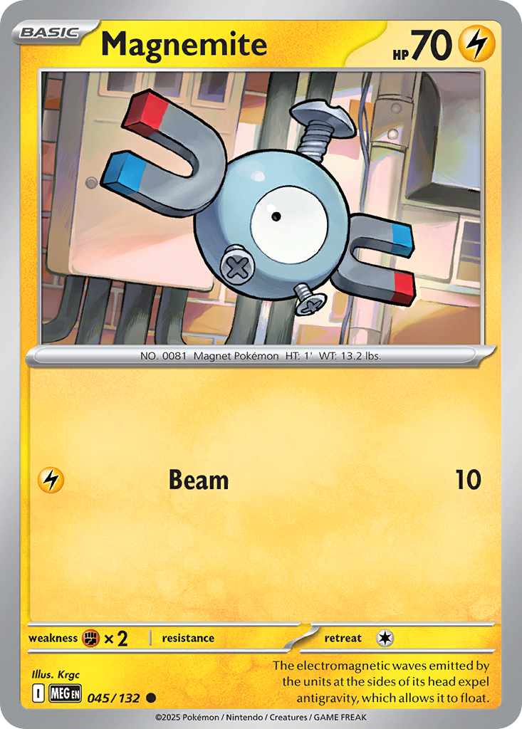 Magnemite - 45/132 - Reverse Holofoil - NM - Common - Mega Evolution